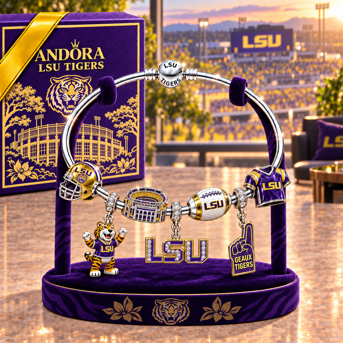 LSUT Silver Charm Bracelet Set TMH