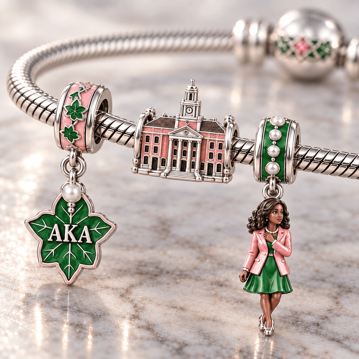 AKA Silver Charm Bracelet Set HQH
