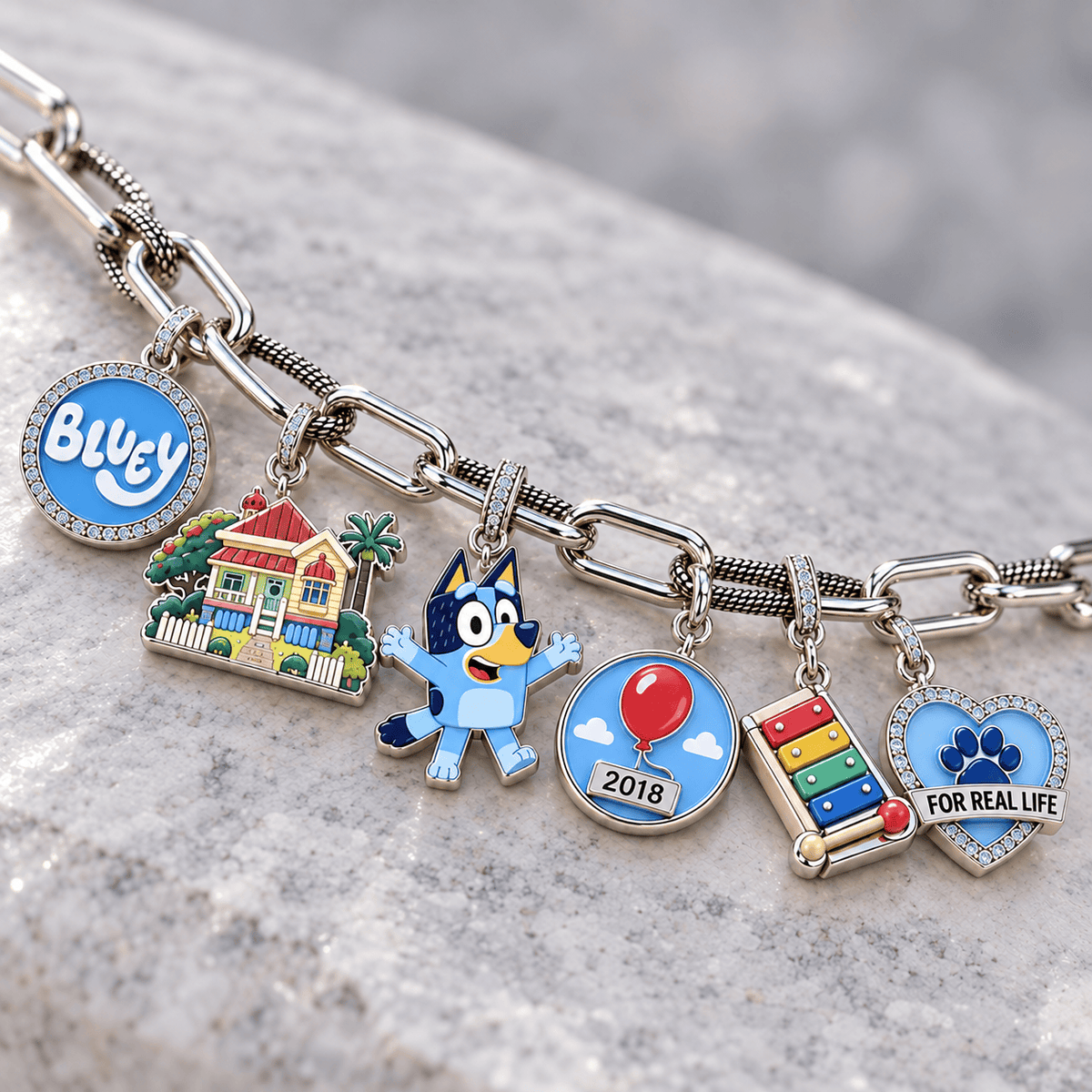 BLU Silver Charm Bracelet Set NTVA