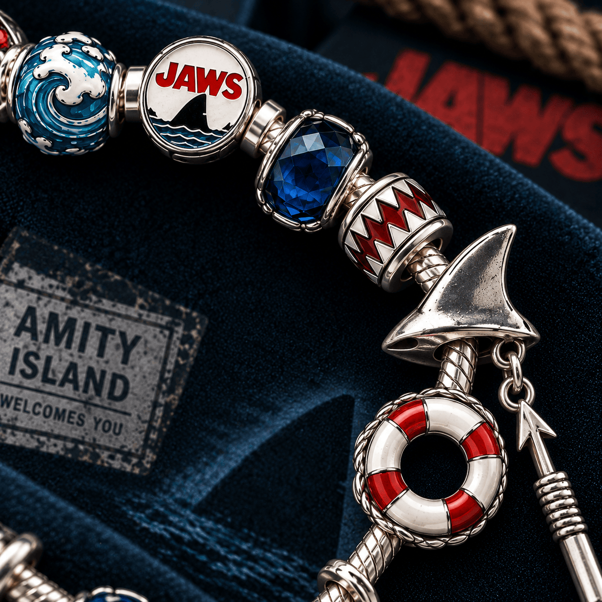 JAWS Silver Charm Bracelet Set TTTT