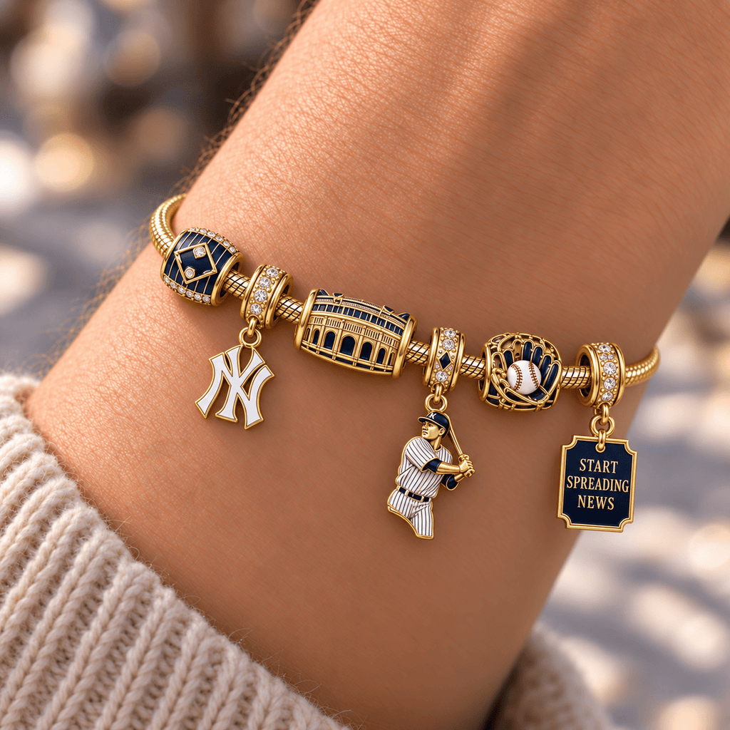NYY Gold Charm Bracelet Set HQH