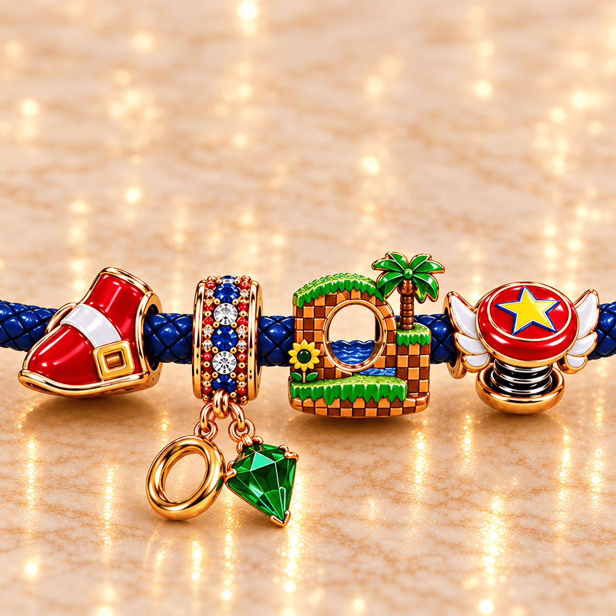 STH Braided Leather Charm Bracelet Set NHVH