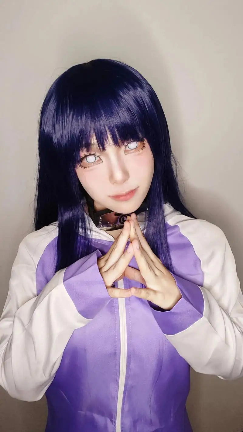 Anime Hyuga Hinata Cosplay Costume Ninja Hinata Hyuga Purple Uniform Wig Halloween Carnival Party Outfits for Women Cos