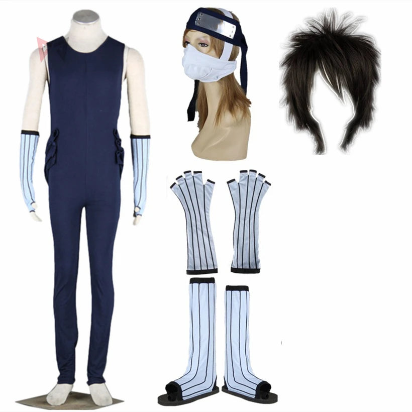 Anime Ninja  Momoes Ching Zabuzacosplay Costume Men's Jumpsuits Boots Headband Wig To Choose Party Game Set Custom Made